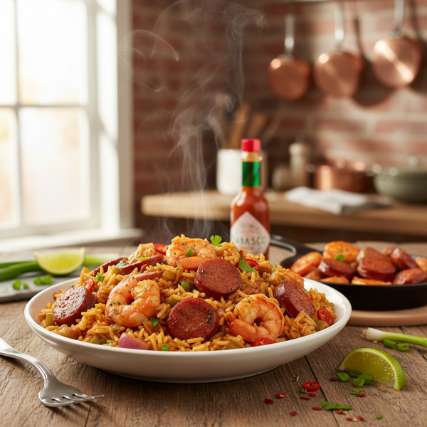 Spicy Cajun Shrimp & Sausage Jambalaya recipe