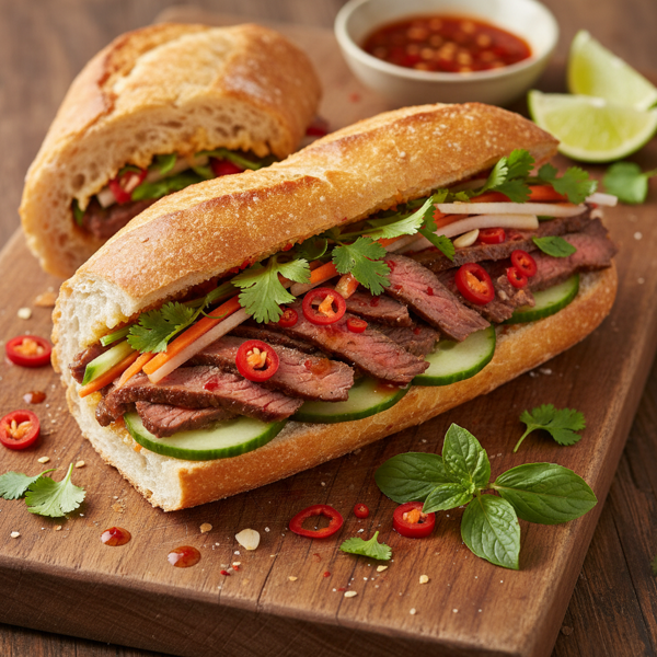 Spicy Cambodian Beef Baguette recipe