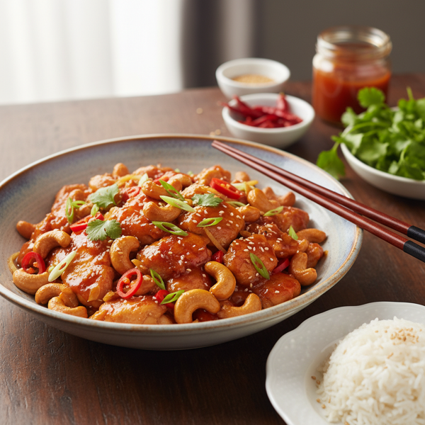 Spicy Cashew Chicken with Plum Sauce recipe