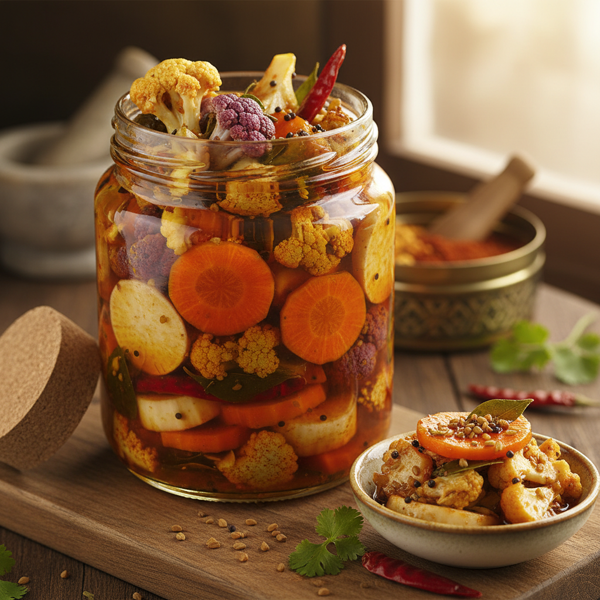 Spicy Cauliflower, Turnip, and Carrot Pickle recipe