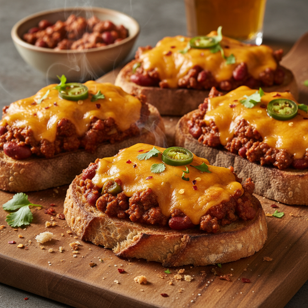 Spicy Cheddar Chili Toasts recipe