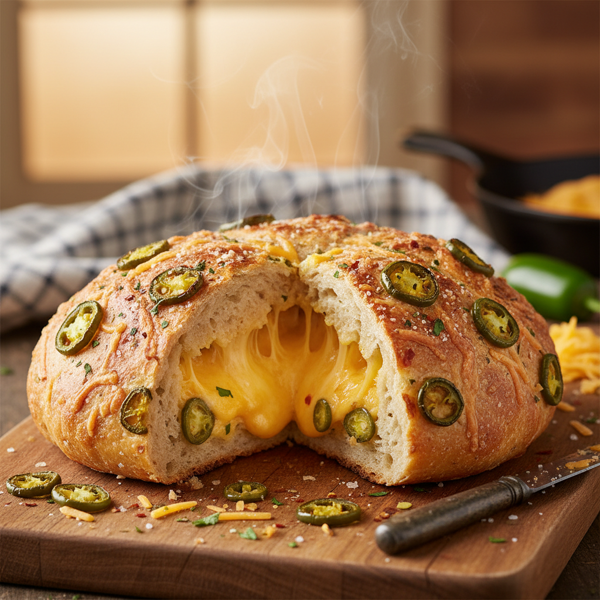 Spicy Cheddar Jalapeño Artisan Bread recipe