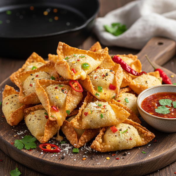 Spicy Cheese & Pepper Wontons recipe