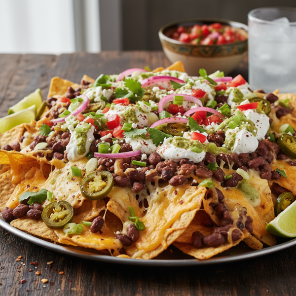 Spicy Cheesy Bean Nachos recipe