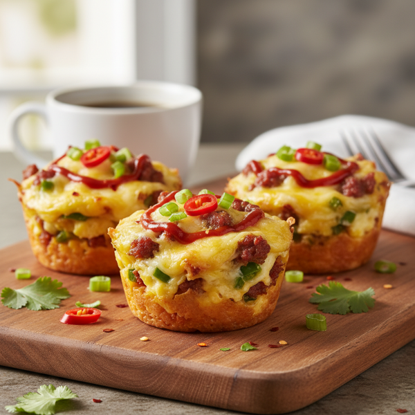 Spicy Cheesy Breakfast Cups recipe