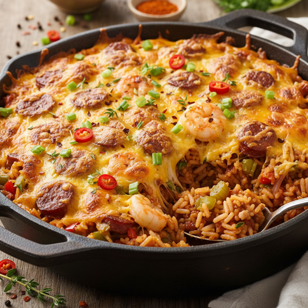 Spicy Cheesy Creole Rice Bake recipe