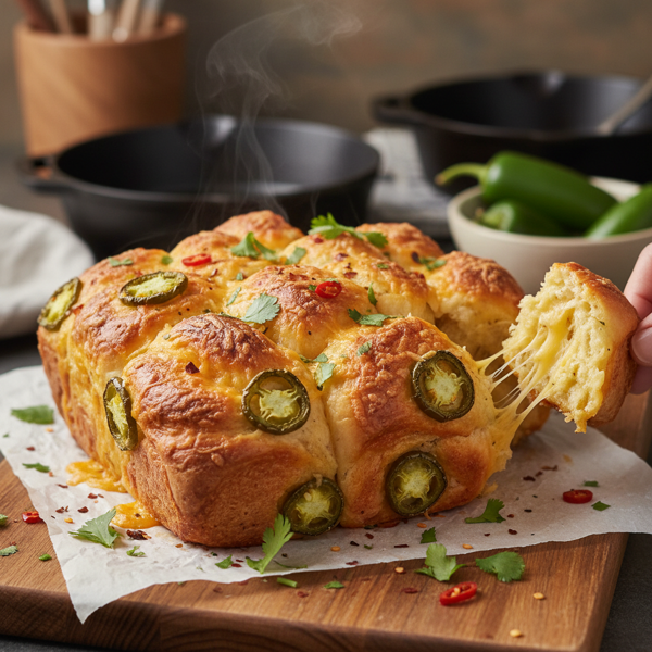 Spicy Cheesy Jalapeño Pull-Apart Bread recipe