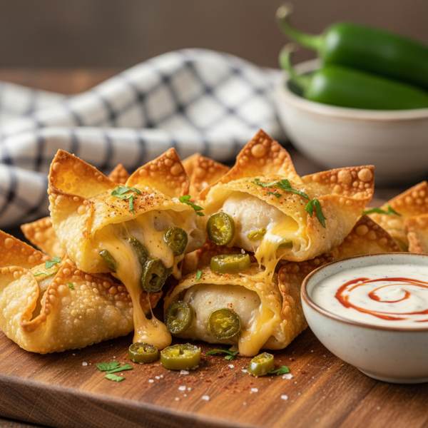 Spicy Cheesy Jalapeño Wonton Bites recipe