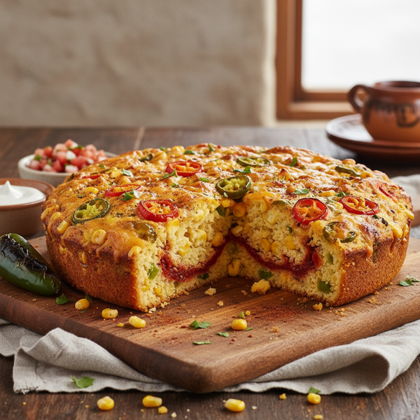 Spicy Cheesy Mexican Cornbread recipe