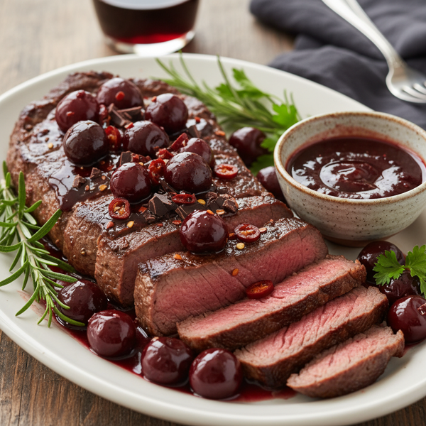 Spicy Cherry Chocolate Flank Steak Glaze recipe