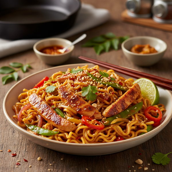 Spicy Chicken Curry Noodle Stir-Fry recipe