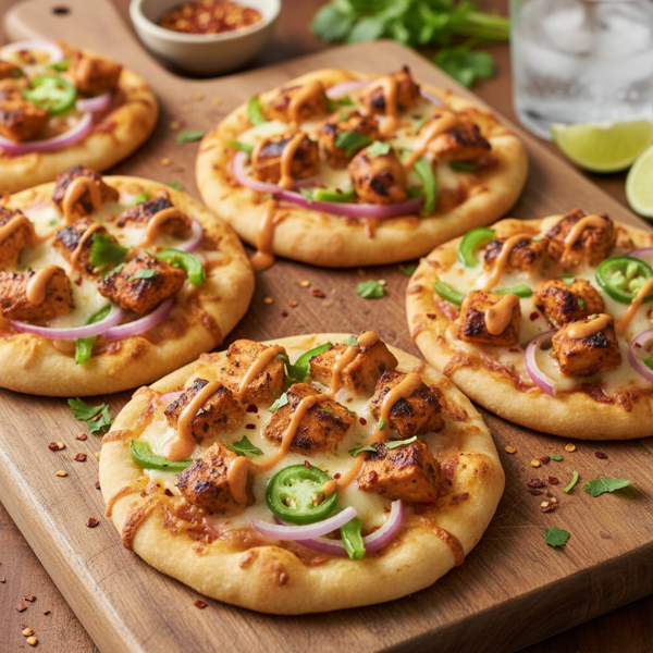 Spicy Chicken Naan Pizzas recipe