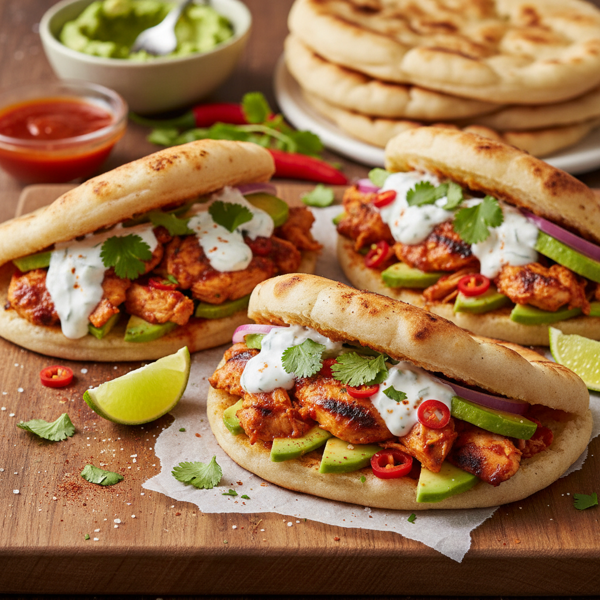 Spicy Chicken & Creamy Avocado Naan Sandwiches recipe