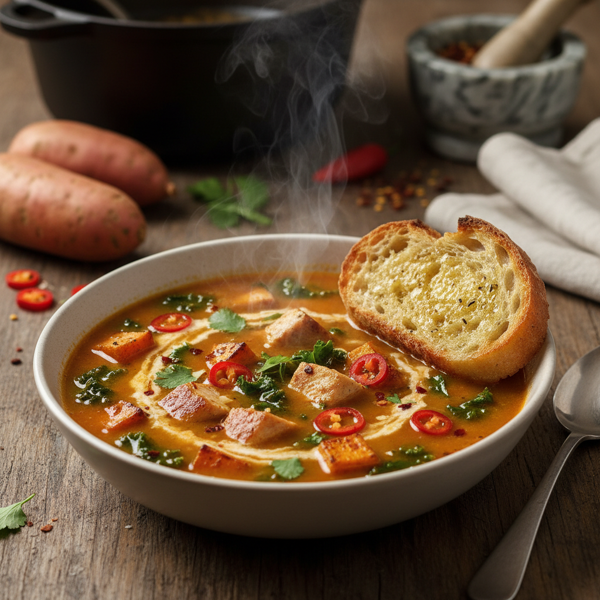 Spicy Chicken & Sweet Potato Delight Soup recipe