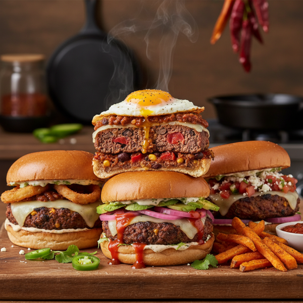 Spicy Chili Bean Delight Burgers recipe