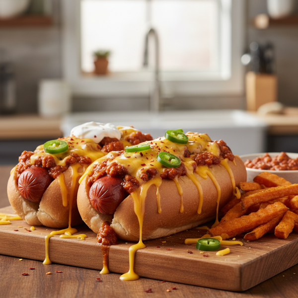 Spicy Chili Cheese Dogs recipe