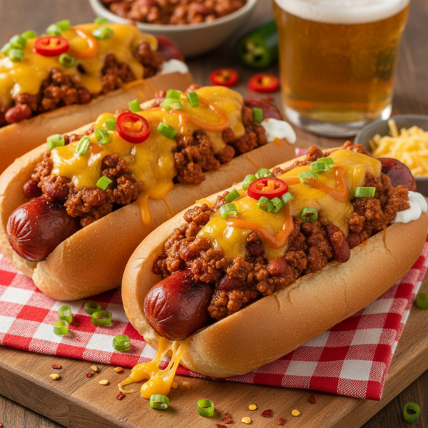 Spicy Chili Cheese Hot Dogs recipe