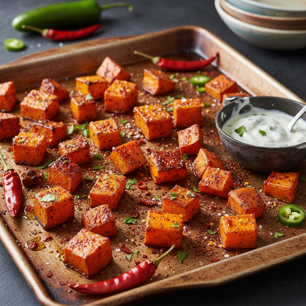 Spicy Chili Roasted Sweet Potatoes recipe