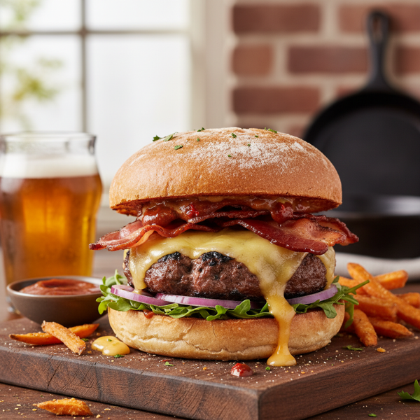 Spicy Chipotle Bacon & Cheddar Burgers on Sourdough recipe
