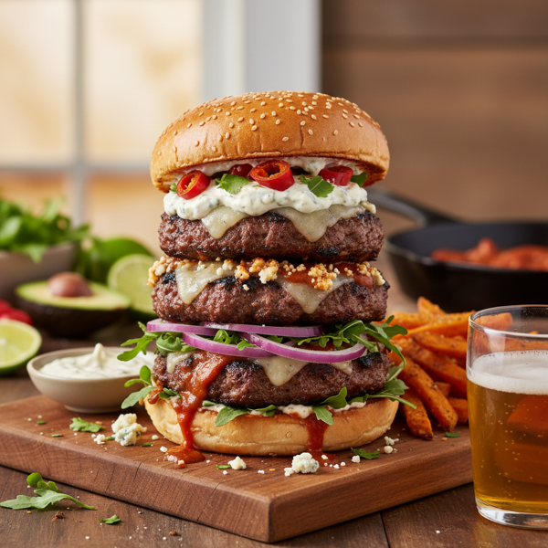 Spicy Chipotle Bleu Cheese Burgers recipe