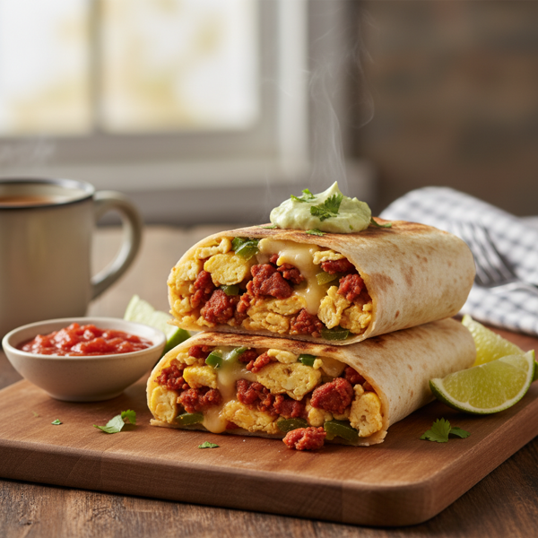 Spicy Chorizo and Egg Breakfast Burrito recipe