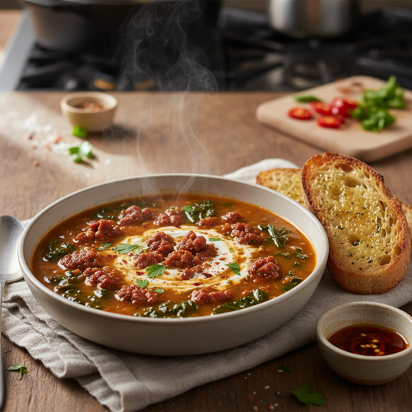 Spicy Chorizo and Kale Comfort Soup recipe