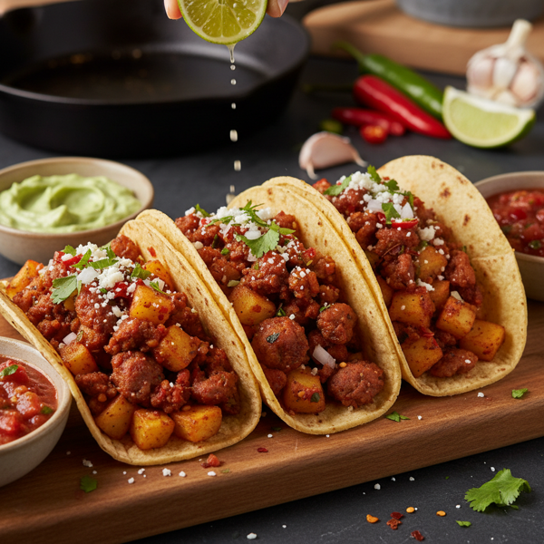 Spicy Chorizo and Potato Tacos recipe