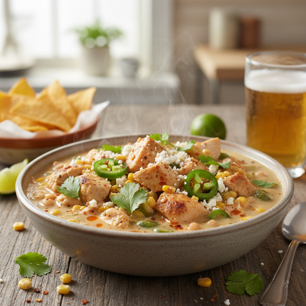 Spicy Chunky Chicken White Chili recipe