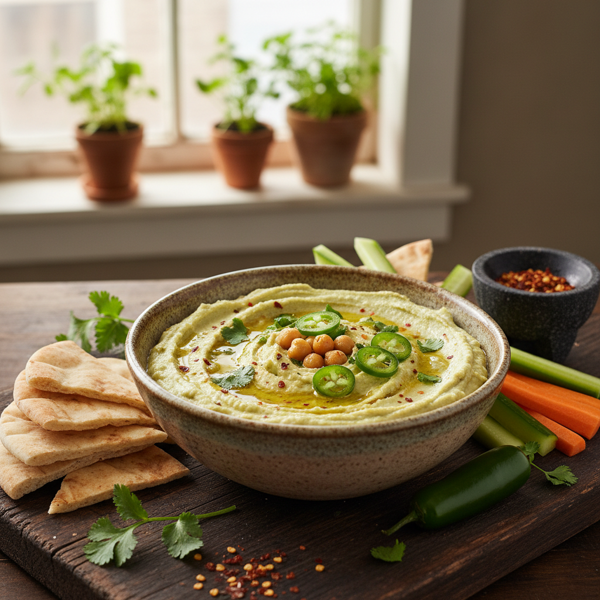 Spicy Cilantro Jalapeño Hummus recipe