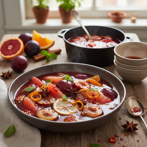 Spicy Citrus Plum Medley Soup recipe