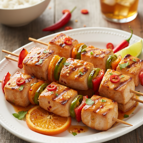 Spicy Citrus Swordfish Skewers recipe