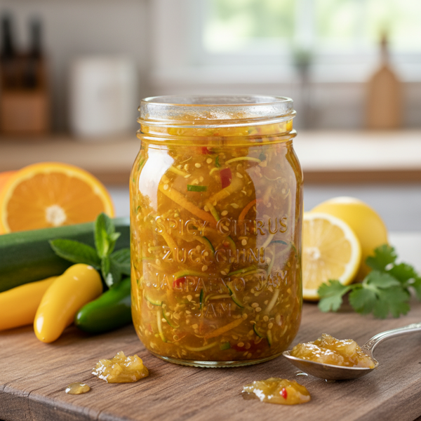 Spicy Citrus Zucchini Jalapeño Jam recipe