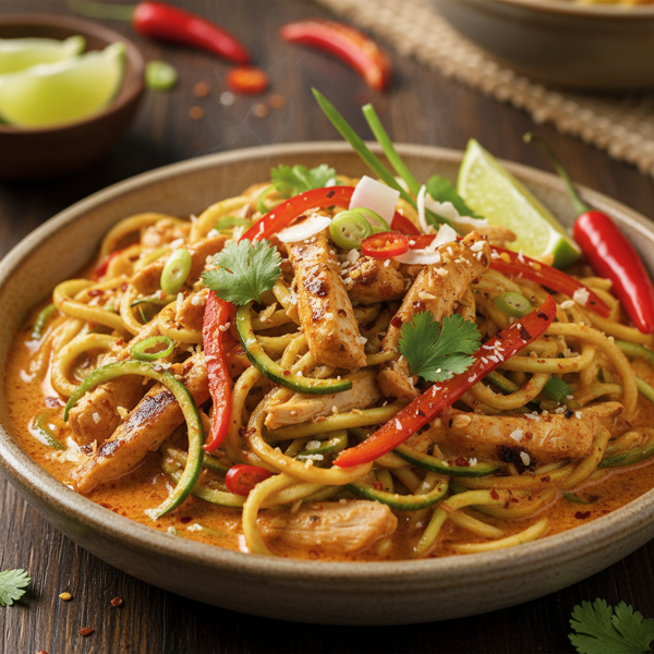 Spicy Coconut Chicken Zoodle Delight recipe