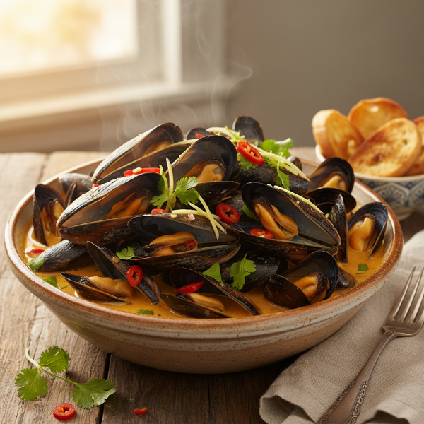 Spicy Coconut Ginger Mussels recipe