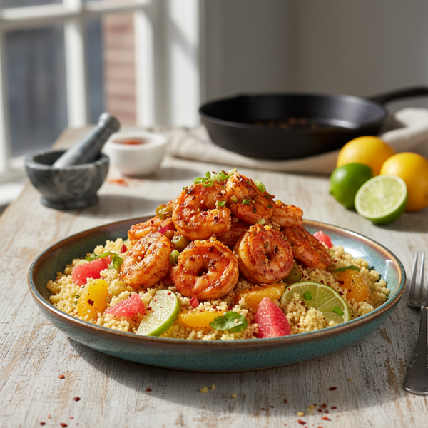 Spicy Creole Shrimp with Citrus Couscous recipe