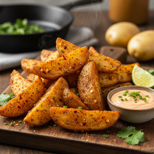 Spicy Crunchy Baked Potato Wedges recipe