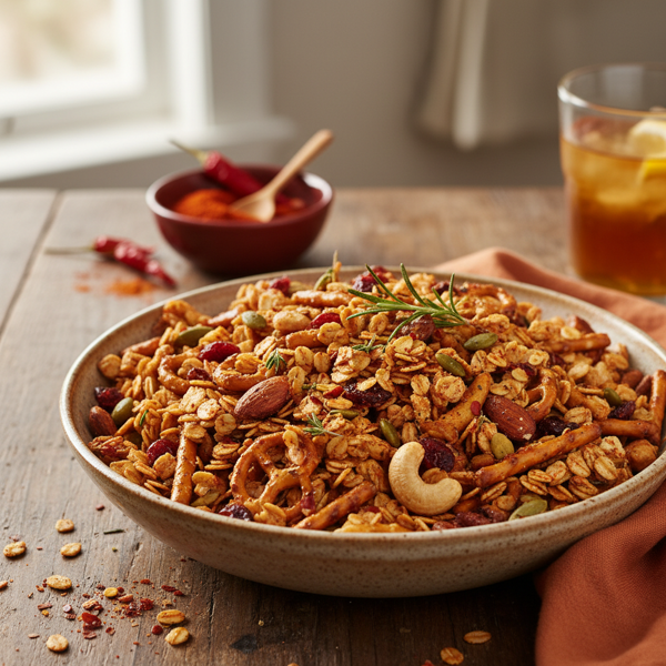 Spicy Crunchy Oat Snack Mix recipe
