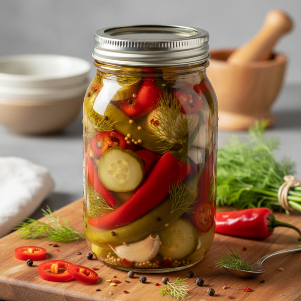Spicy Dill Pickled Peppers recipe