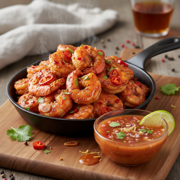 Spicy Drunken Shrimp with Zesty Cocktail Sauce recipe