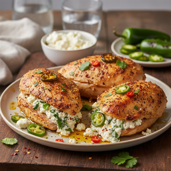 Spicy Feta & Jalapeño Stuffed Chicken Breasts recipe