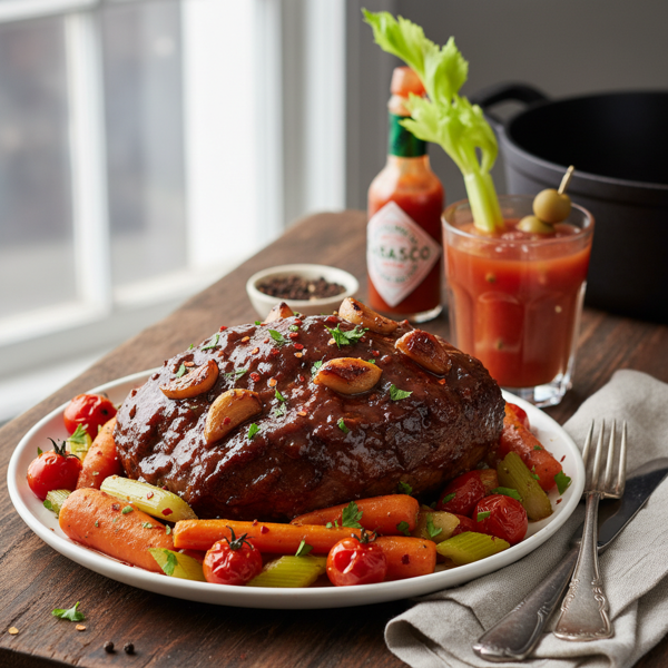 Spicy Garlic Bloody Mary Pot Roast recipe