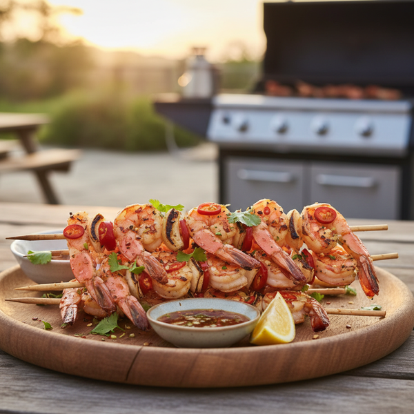 Spicy Garlic Grilled Shrimp Skewers recipe
