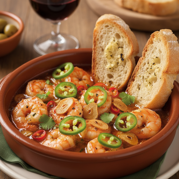 Spicy Garlic Shrimp Tapas with Jalapeños recipe