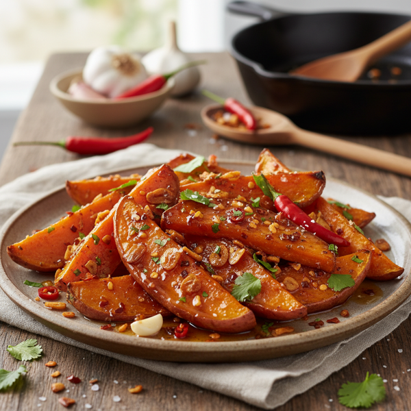 Spicy Garlic Sweet Potato Delight recipe