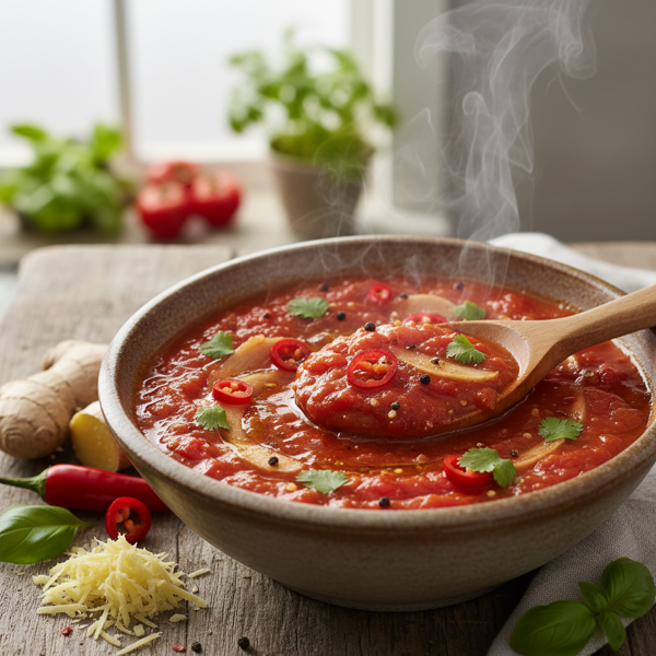 Spicy Ginger-Infused Fresh Tomato Sauce recipe