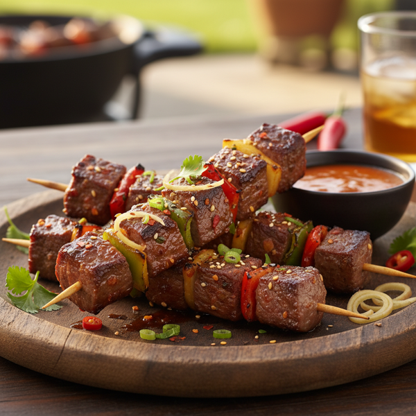 Spicy Ginger Beef Skewers recipe