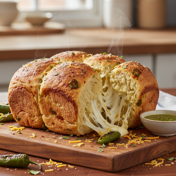 Spicy Green Chile Cheese Pull-Apart Bread recipe