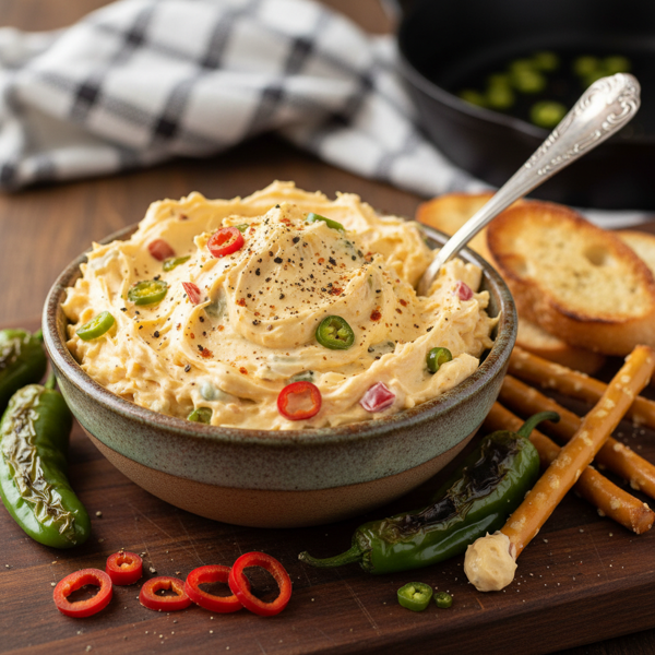 Spicy Green Chile Pimiento Cheese Spread recipe