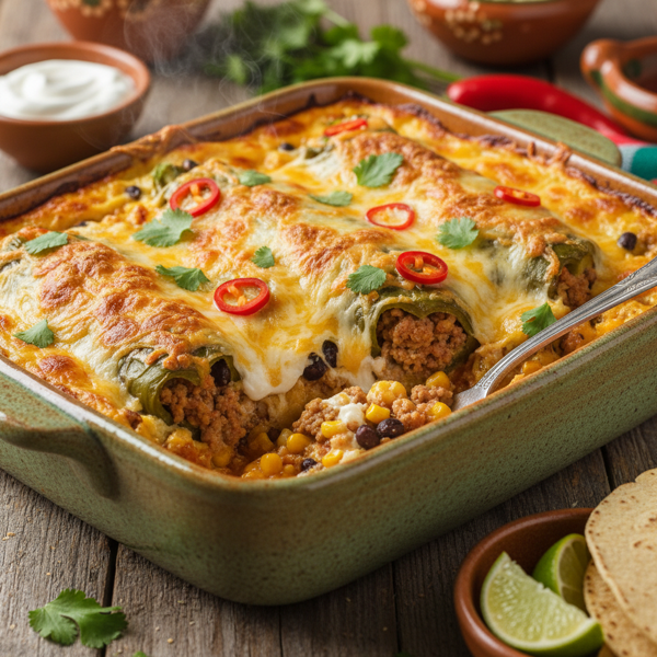 Spicy Green Chile Rellenos Casserole recipe