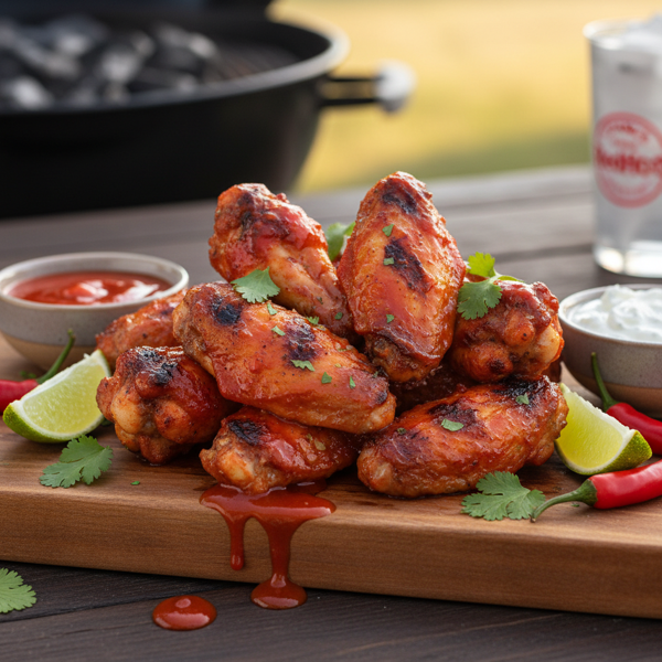 Spicy Grilled Chicken Wings with Zesty Frank's Sauce recipe